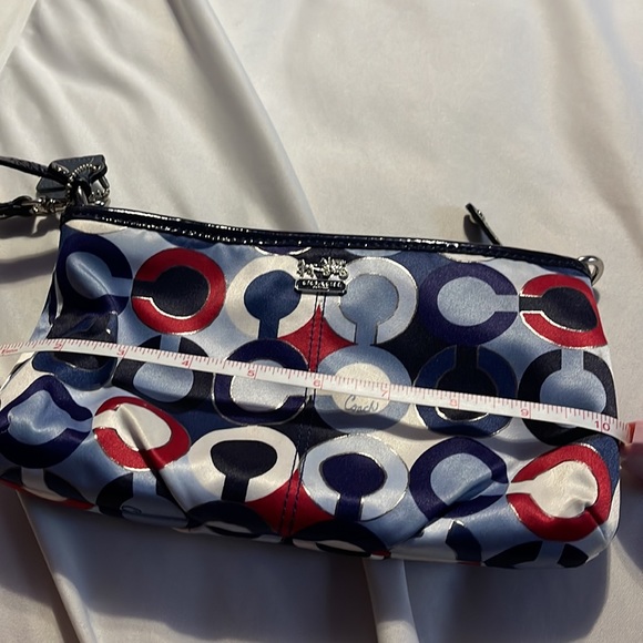 Blue multi monogrammed Coach wallet wristlet used a few times - Picture 7 of 7